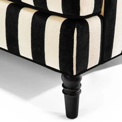 MacKenzie-Childs Marquee Black Stripe 2-Piece Left Arm Chaise Sectional| Living Room