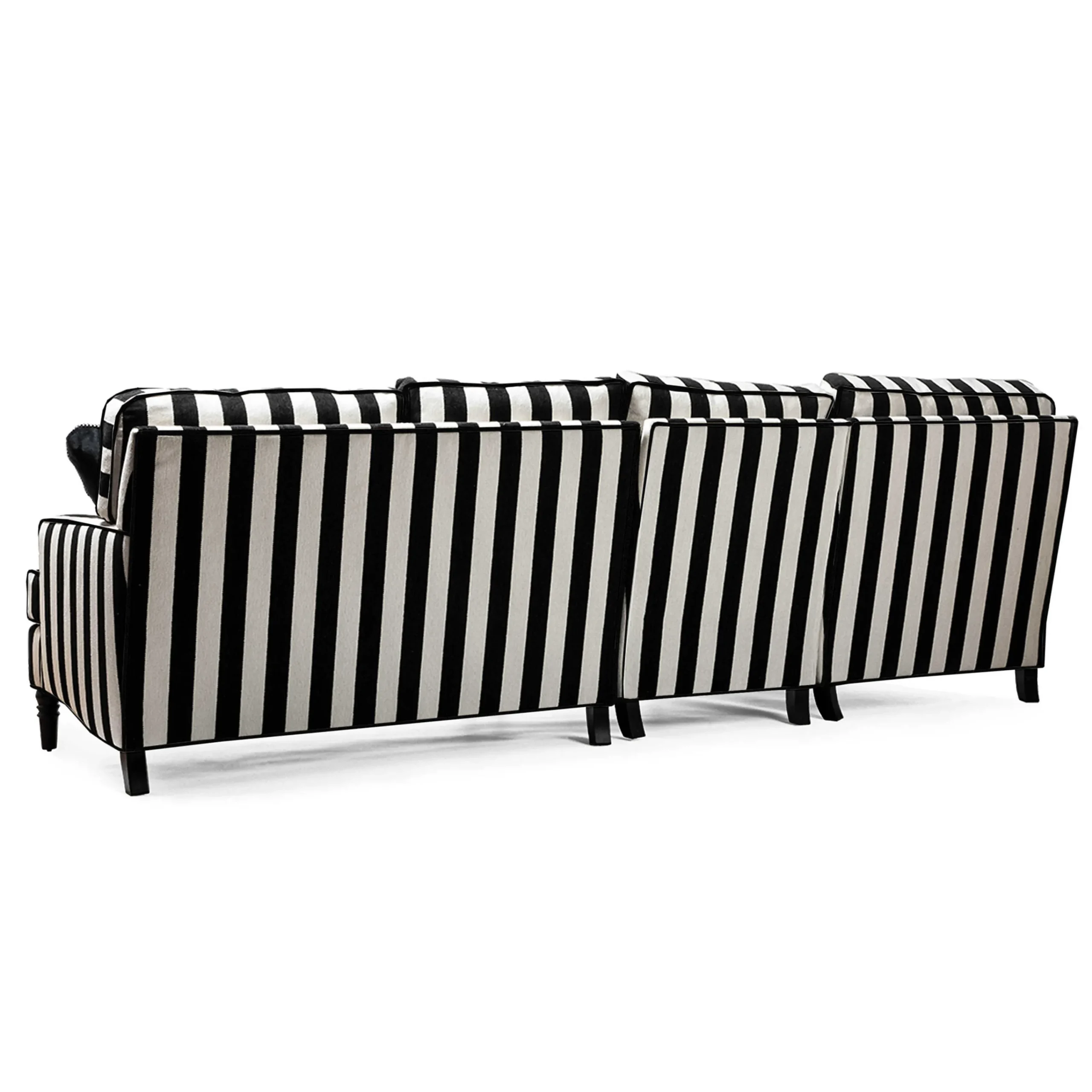 MacKenzie-Childs Marquee Black Stripe 2-Piece Left Arm Chaise Sectional| Living Room