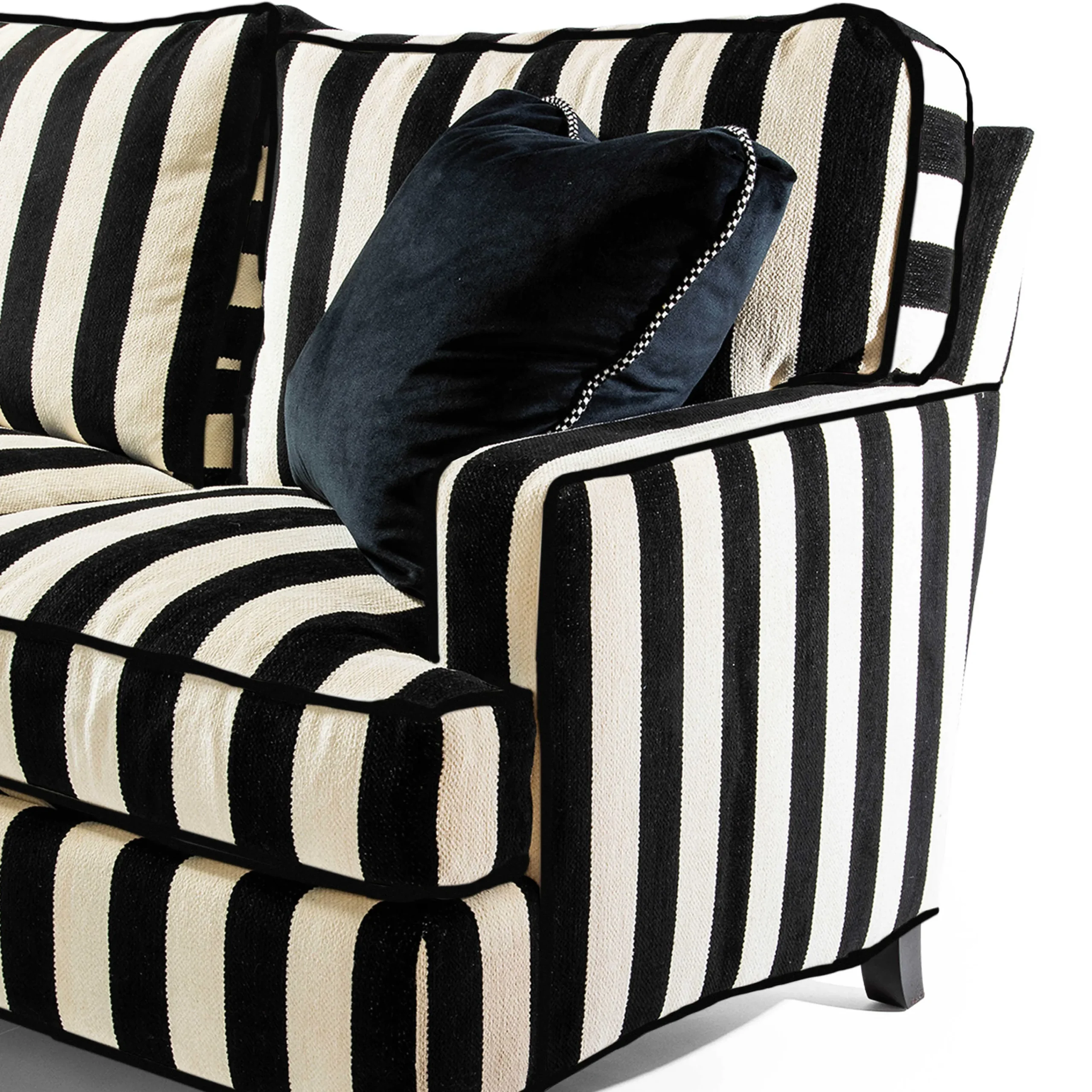 MacKenzie-Childs Marquee Black Stripe 2-Piece Right Arm Chaise Sectional| Living Room