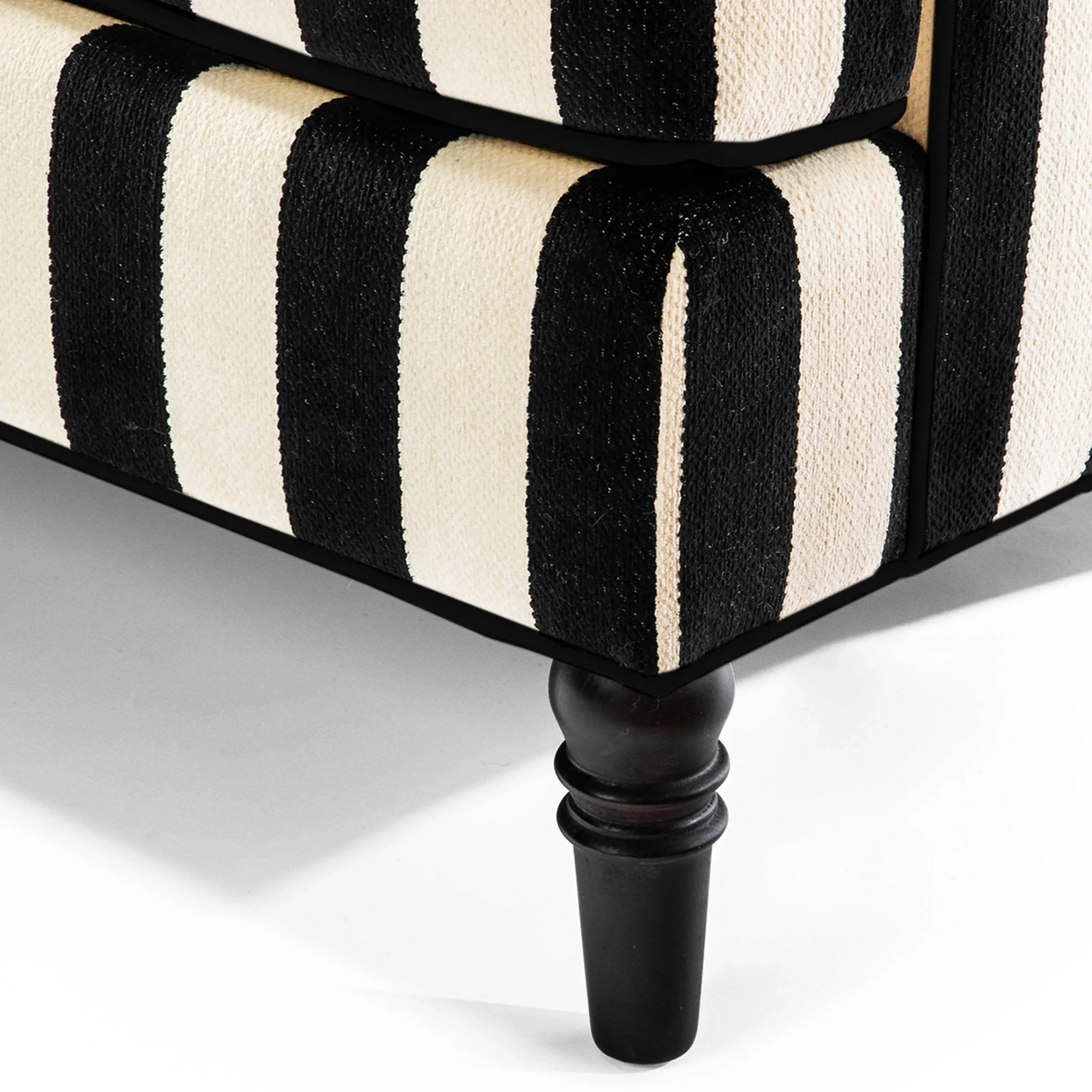 MacKenzie-Childs Marquee Black Stripe 2-Piece Right Arm Chaise Sectional| Living Room