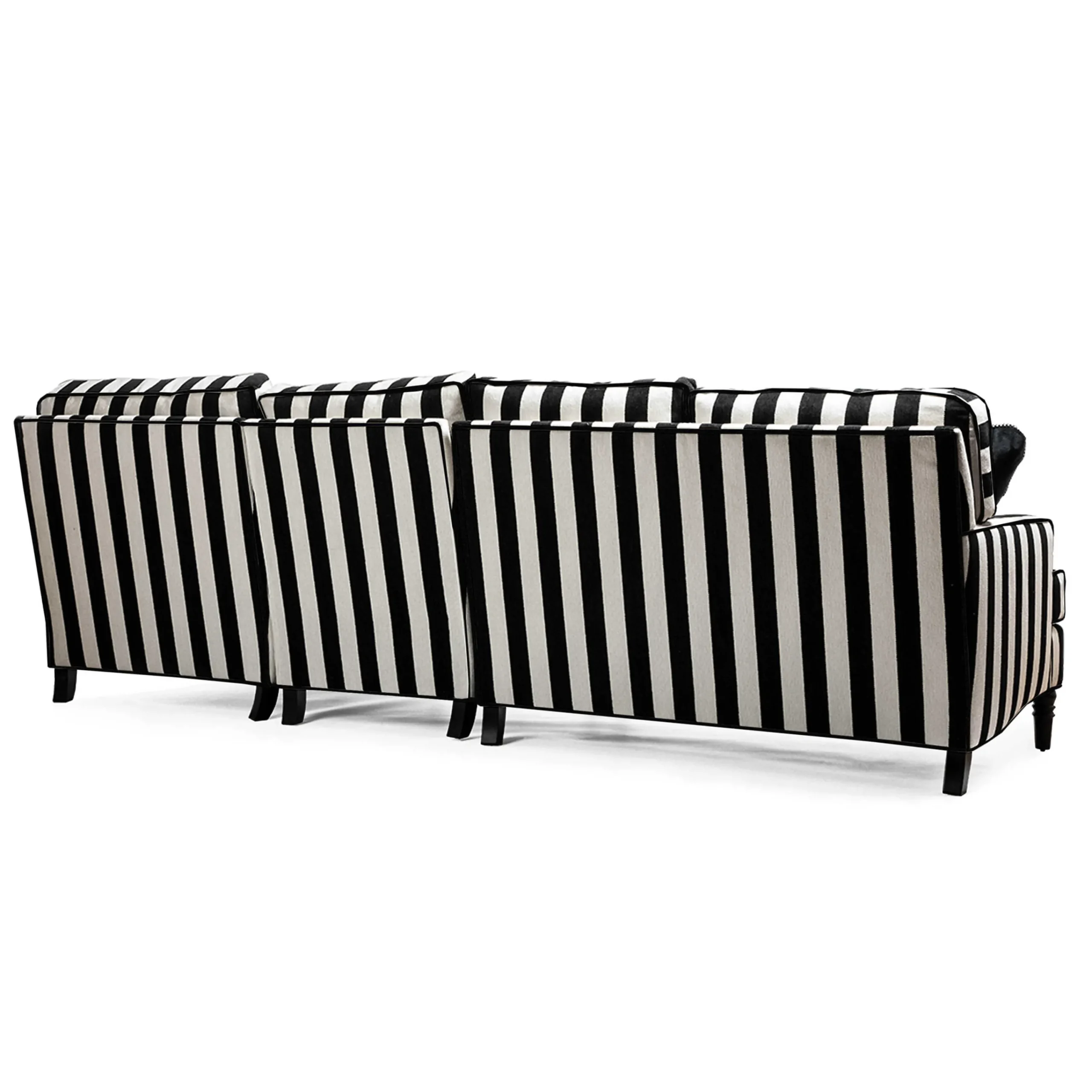 MacKenzie-Childs Marquee Black Stripe 2-Piece Right Arm Chaise Sectional| Living Room
