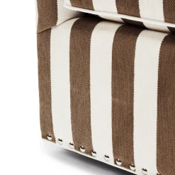 MacKenzie-Childs Marquee Brown Stripe Chenille Swivel Chair| Living Room