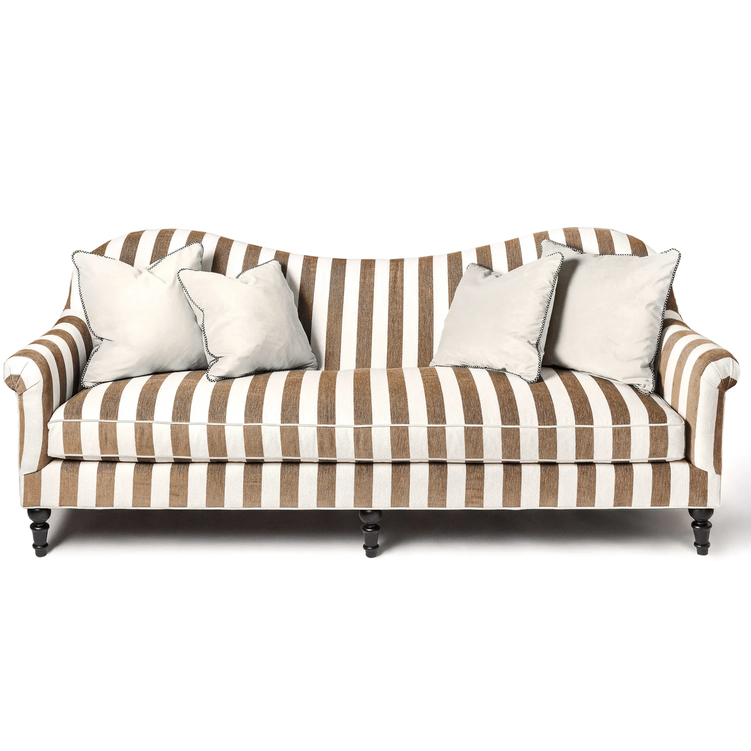 MacKenzie-Childs Marquee Brown Stripe Chenille Sofa| Living Room