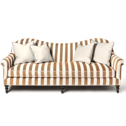 MacKenzie-Childs Marquee Brown Stripe Chenille Sofa| Living Room