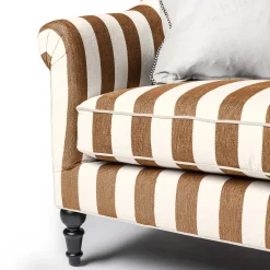MacKenzie-Childs Marquee Brown Stripe Chenille Sofa| Living Room