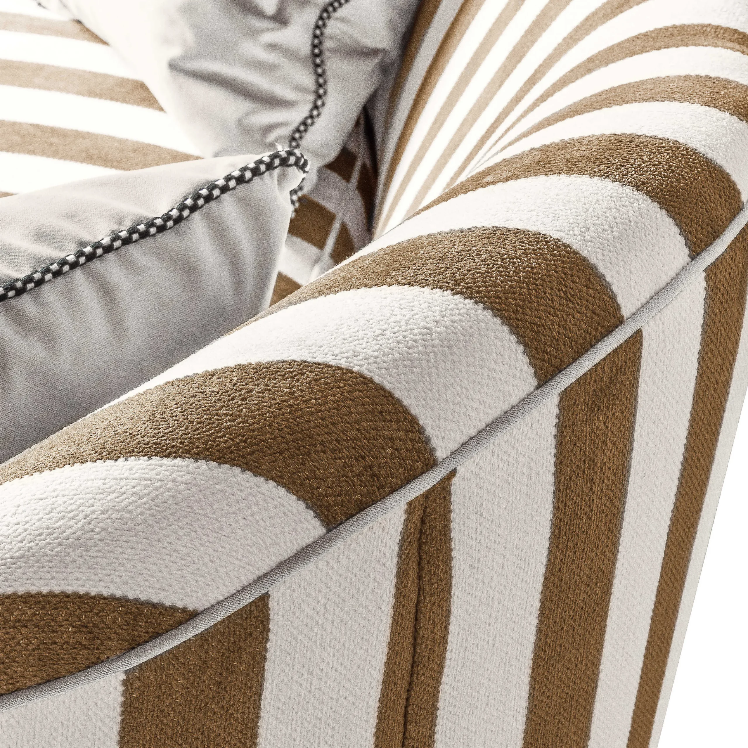 MacKenzie-Childs Marquee Brown Stripe Chenille Sofa| Living Room