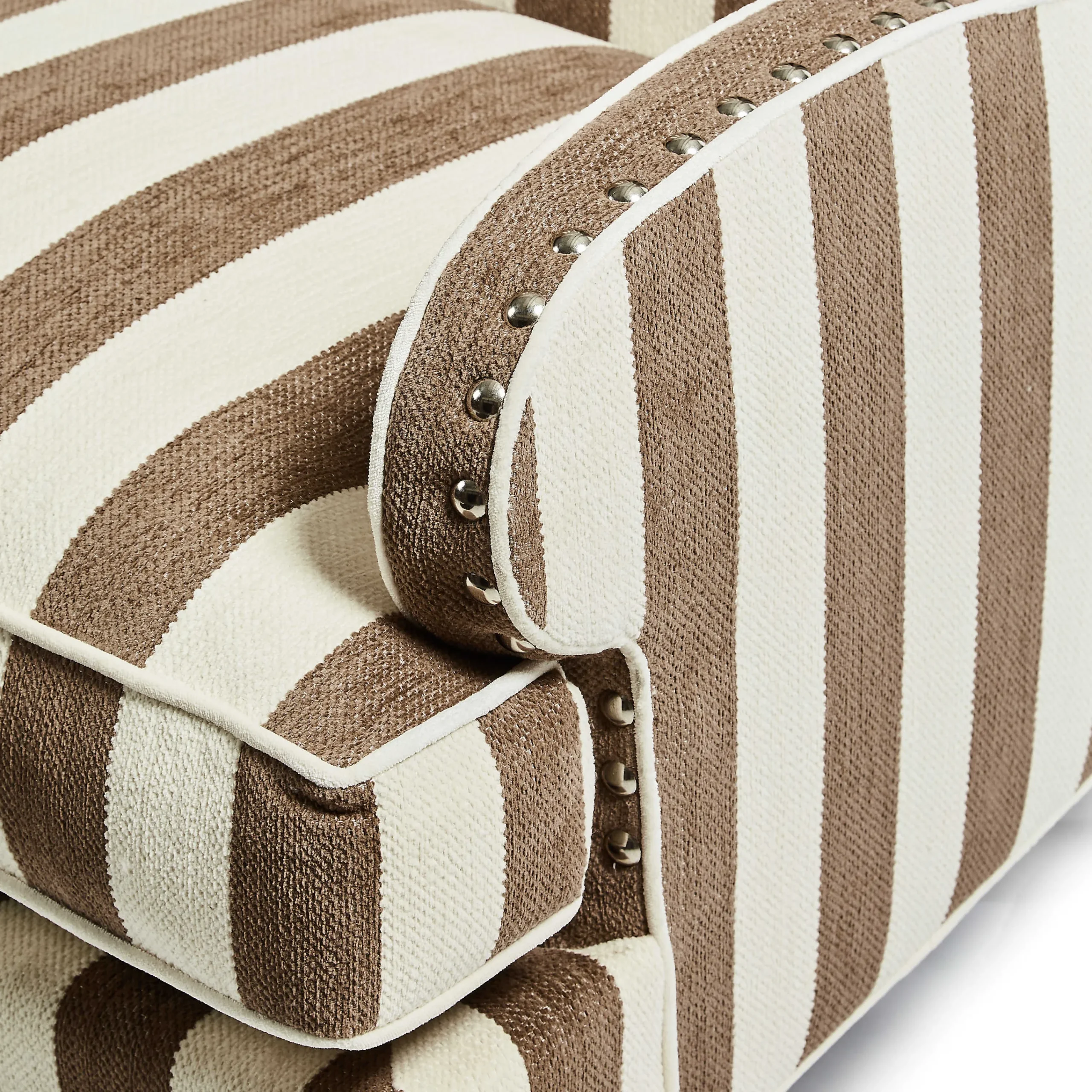 MacKenzie-Childs Marquee Brown Stripe Chenille Wing Chair| Living Room