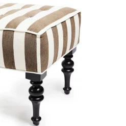 MacKenzie-Childs Marquee Brown Stripe Chenille Upholstered Bench| Bedroom|Living Room