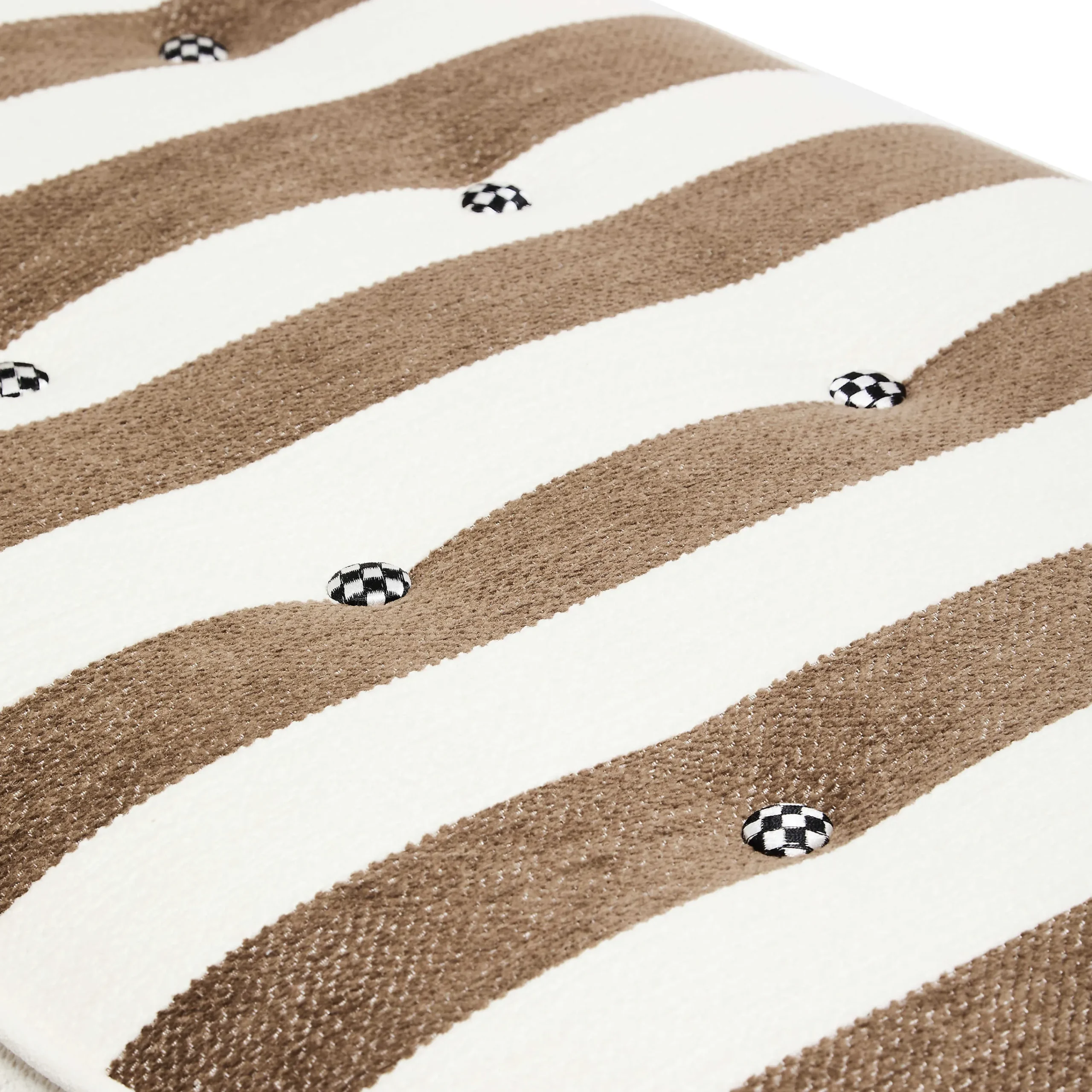 MacKenzie-Childs Marquee Brown Stripe Chenille Upholstered Bench| Bedroom|Living Room
