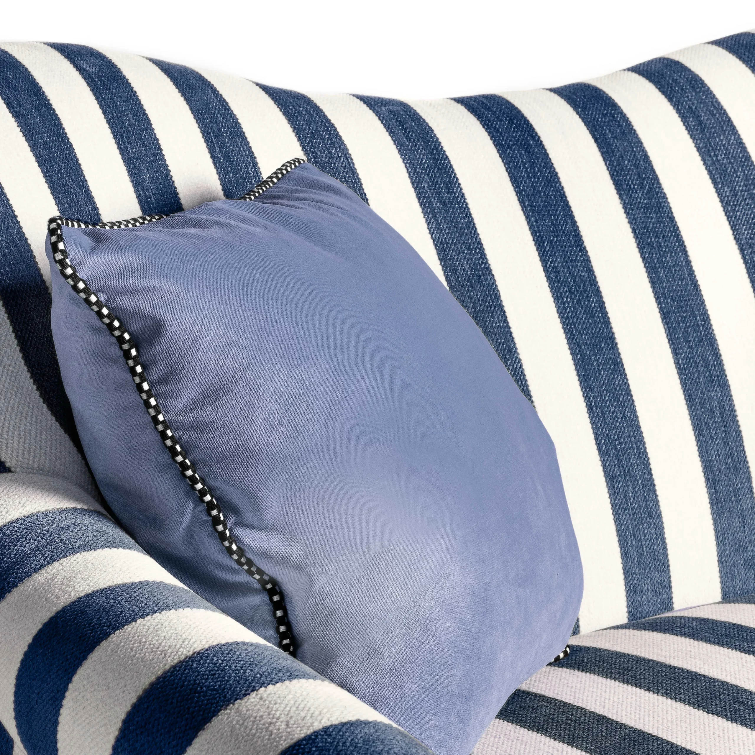 MacKenzie-Childs Marquee Navy Stripe Chenille Loveseat| Living Room