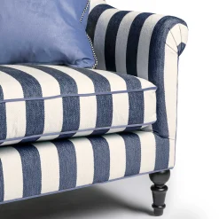 MacKenzie-Childs Marquee Navy Stripe Chenille Loveseat| Living Room