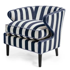 MacKenzie-Childs Marquee Navy Stripe Chenille Accent Chair| Living Room