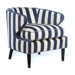 MacKenzie-Childs Marquee Navy Stripe Chenille Accent Chair| Living Room