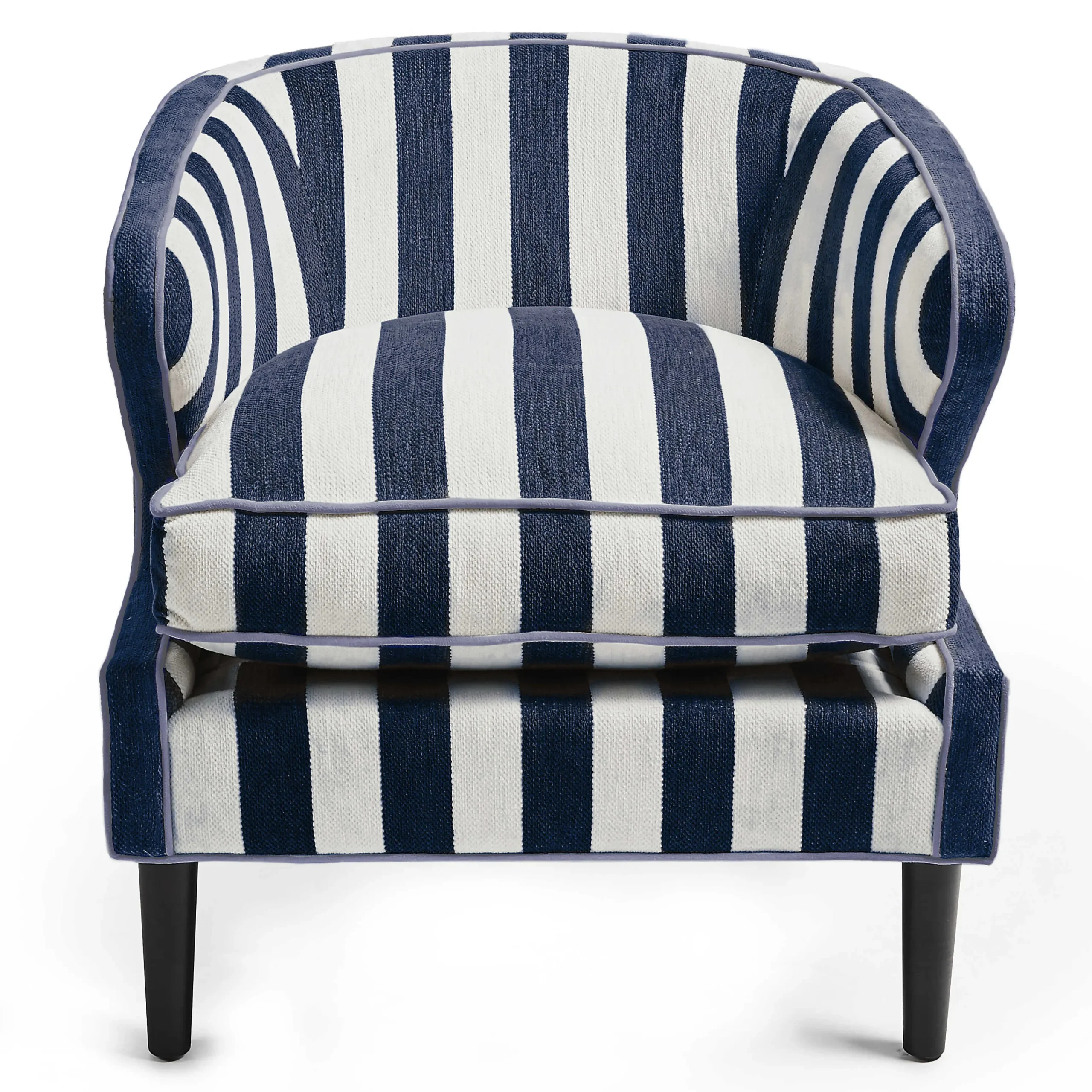 MacKenzie-Childs Marquee Navy Stripe Chenille Accent Chair| Living Room