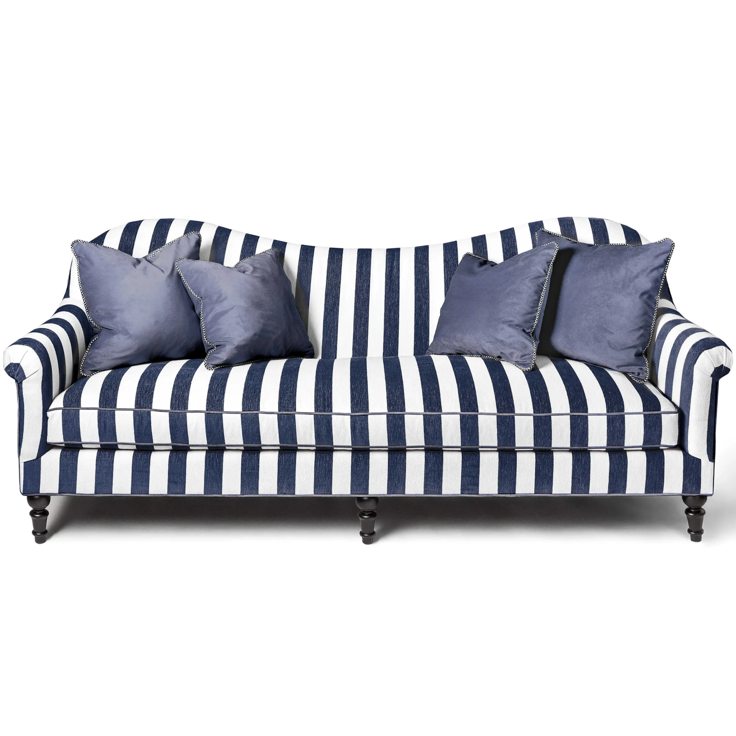 MacKenzie-Childs Marquee Navy Stripe Chenille Sofa| Living Room