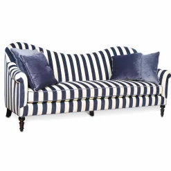 MacKenzie-Childs Marquee Navy Stripe Chenille Sofa| Living Room