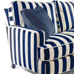 MacKenzie-Childs Marquee Navy Stripe 2-Piece Left Arm Chaise Sectional| Living Room