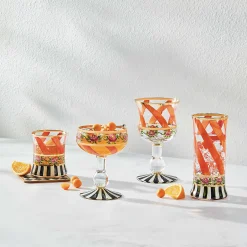 MacKenzie-Childs Maypole Apricot Highball Glass, Set of 2| Holiday|The Halloween Shop