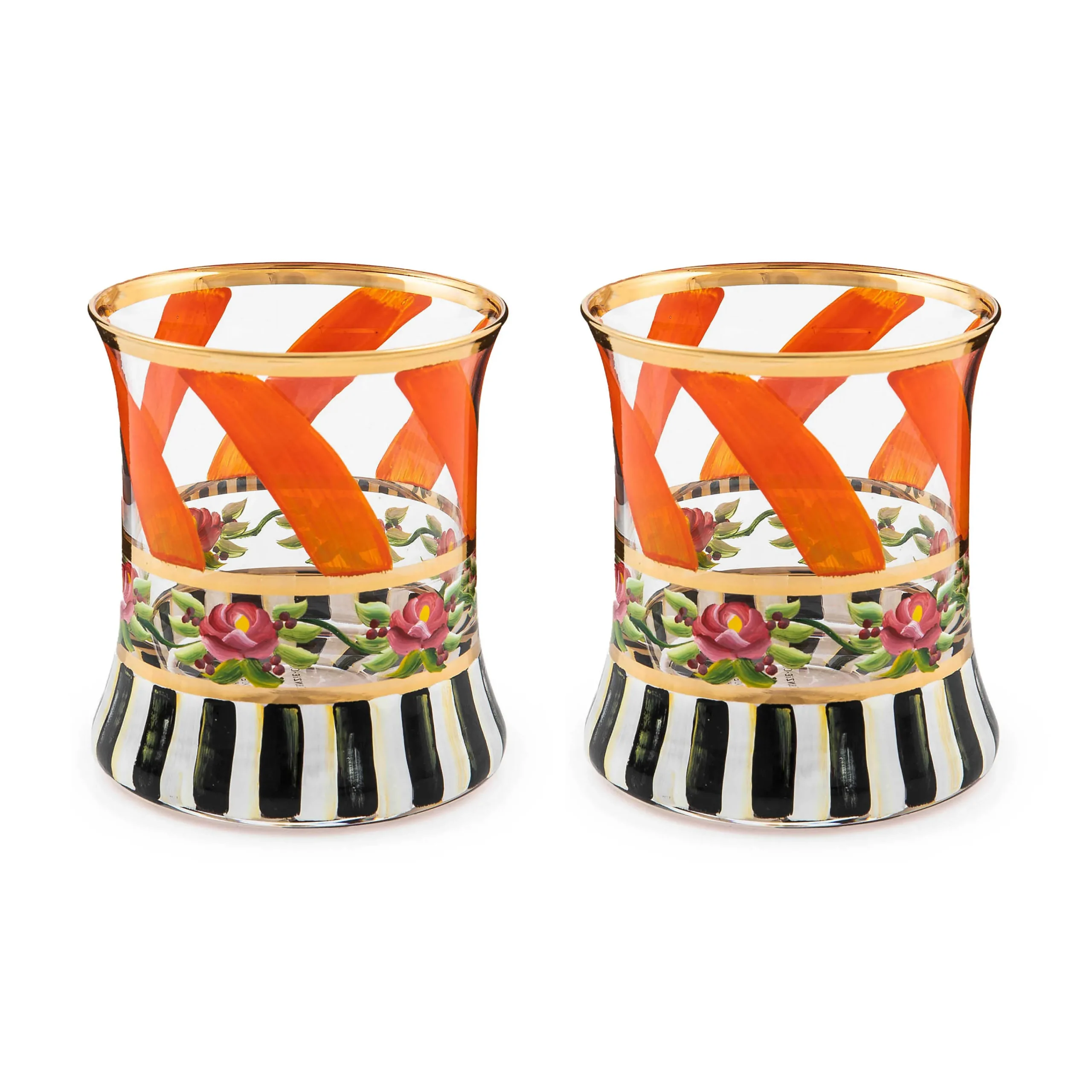 MacKenzie-Childs Maypole Apricot Tumbler Glass, Set of 2| Drinkware|Fall Entertaining