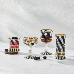 MacKenzie-Childs Maypole Black Coupe Glass| Drinkware|Bar Entertaining
