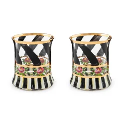 MacKenzie-Childs Maypole Black Tumbler Glass, Set of 2| Drinkware|Bar Entertaining