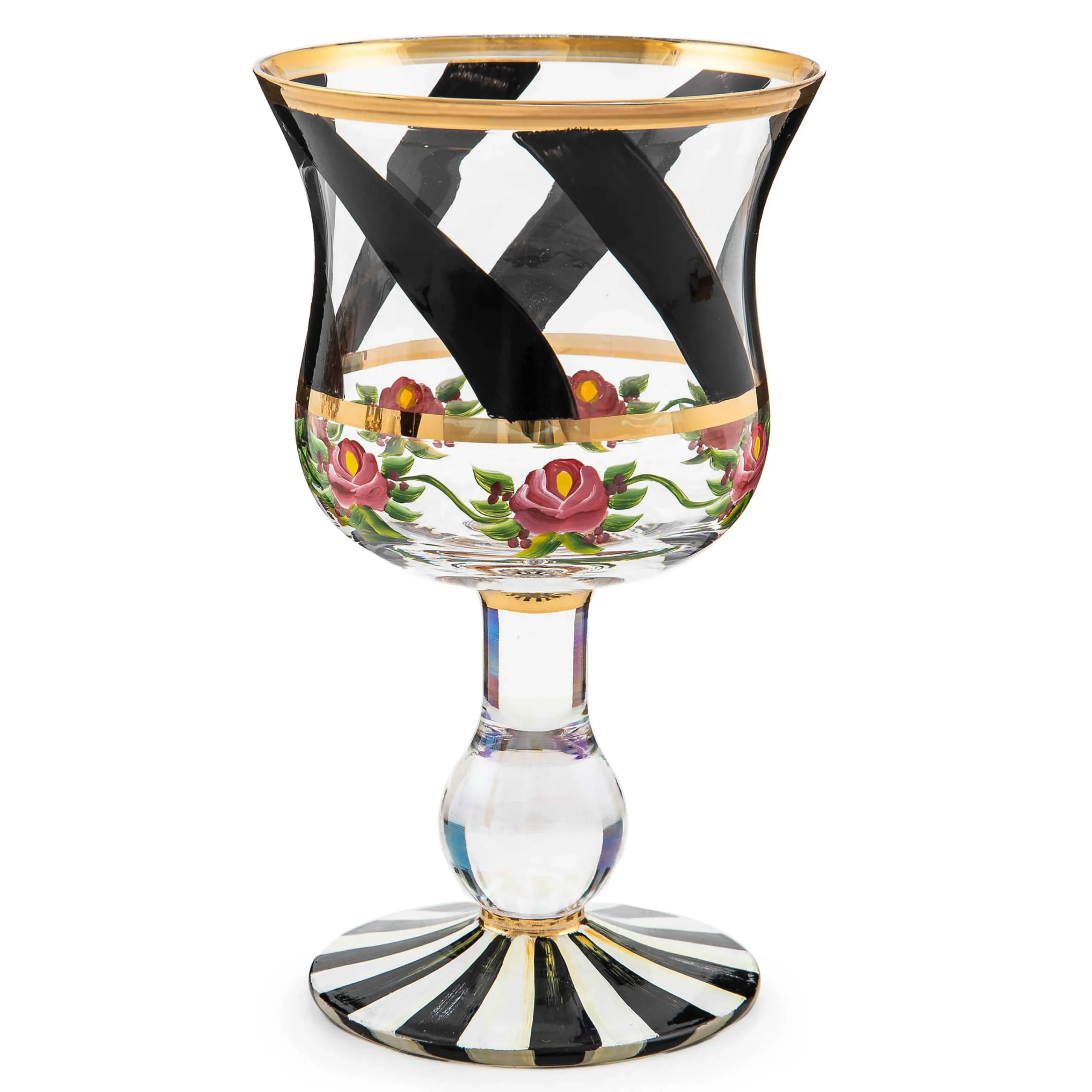MacKenzie-Childs Maypole Black Wine Glass| Drinkware|Bar Entertaining