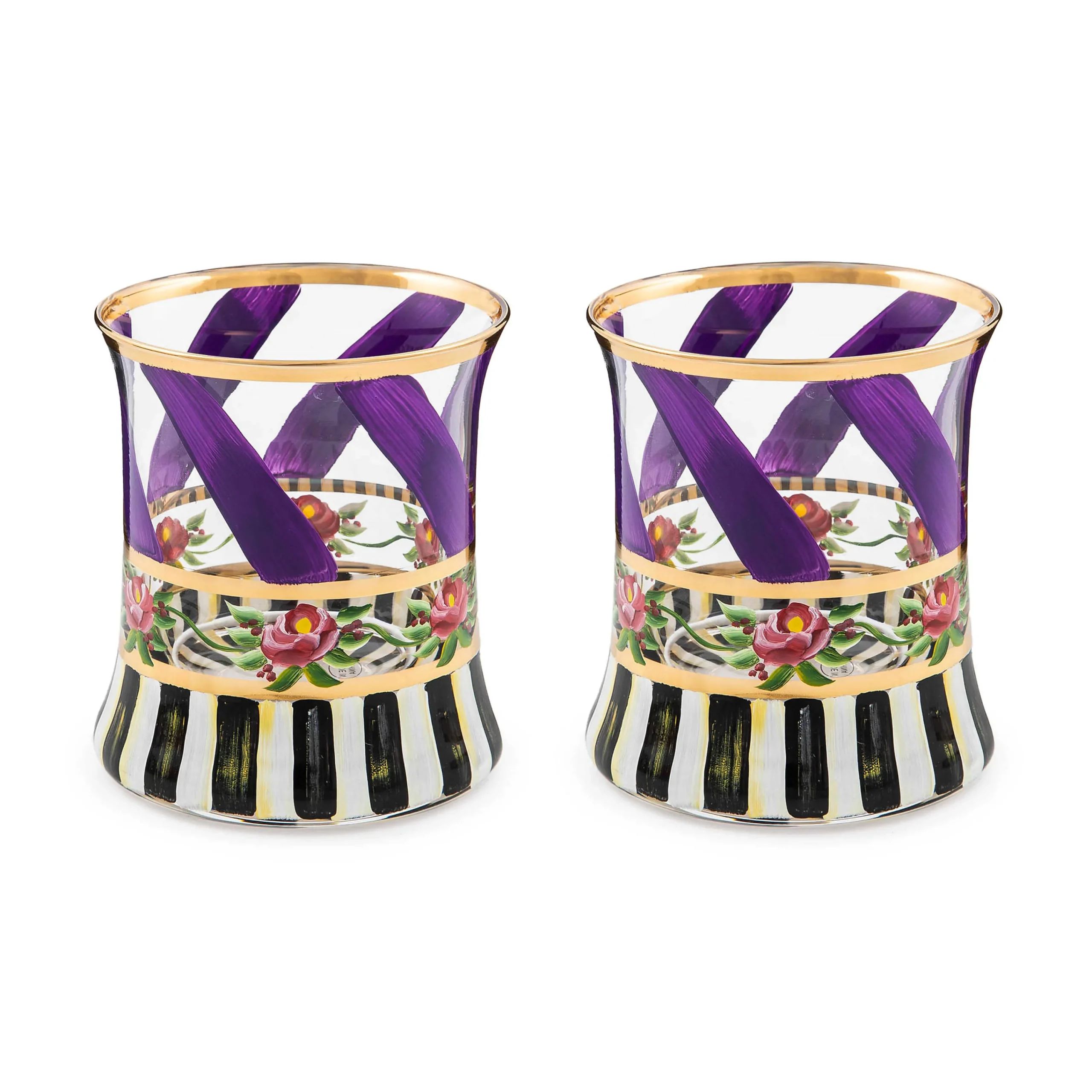 MacKenzie-Childs Maypole Lavender Tumbler Glass, Set of 2| Drinkware