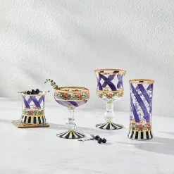 MacKenzie-Childs Maypole Lavender Wine Glass| Drinkware|Bar Entertaining