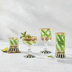 MacKenzie-Childs Maypole Leaf Highball Glass, Set of 2| Holiday|Drinkware