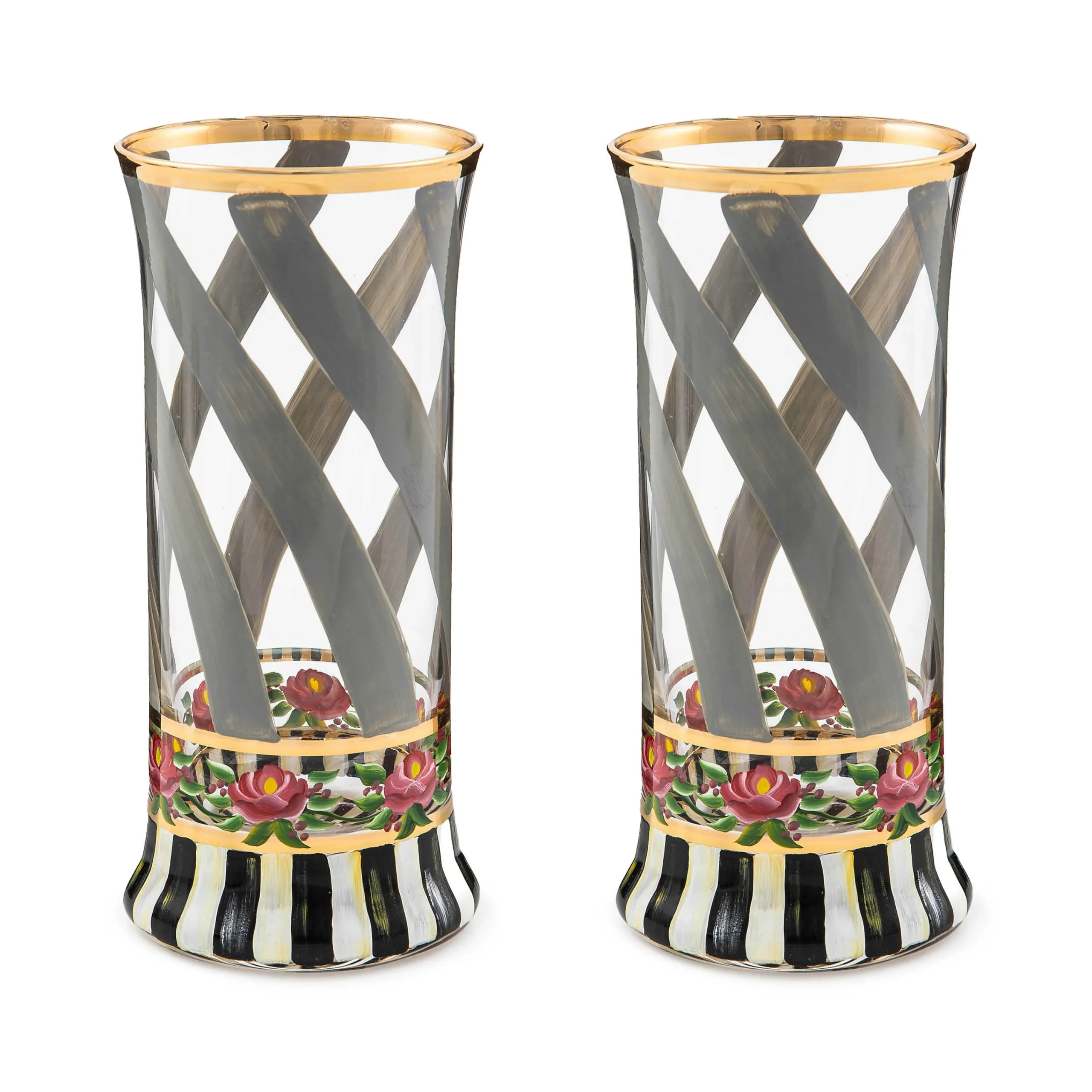 MacKenzie-Childs Maypole Sterling Highball Glass, Set of 2| Holiday|Drinkware