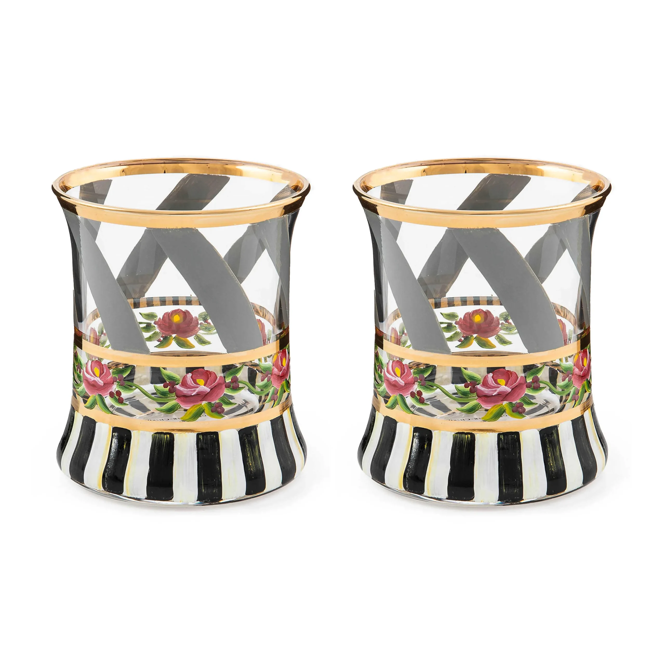MacKenzie-Childs Maypole Sterling Tumbler Glass, Set of 2| Drinkware
