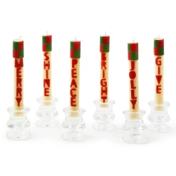 MacKenzie-Childs Merry  Bright Mini Dinner Candles, Set of 6| Holiday|Candles & Fragrances
