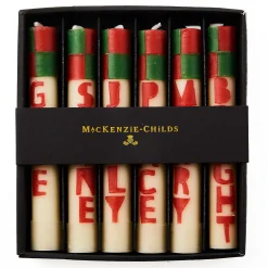 MacKenzie-Childs Merry  Bright Mini Dinner Candles, Set of 6| Holiday|Candles & Fragrances