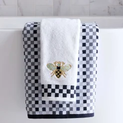 MacKenzie-Childs Micro Check Black  White Bath Towel| Bath & Bath Accessories