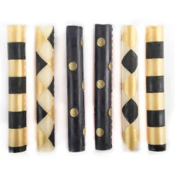 MacKenzie-Childs Mini Black Gold Dinner Candles, Set of 6| The Halloween Shop|Candles & Fragrances