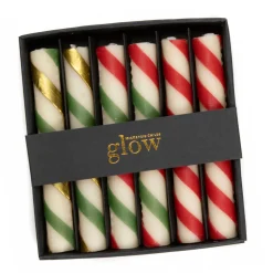 MacKenzie-Childs Mini Candy Cane Dinner Candles, Set of 6| Holiday|Candles & Fragrances