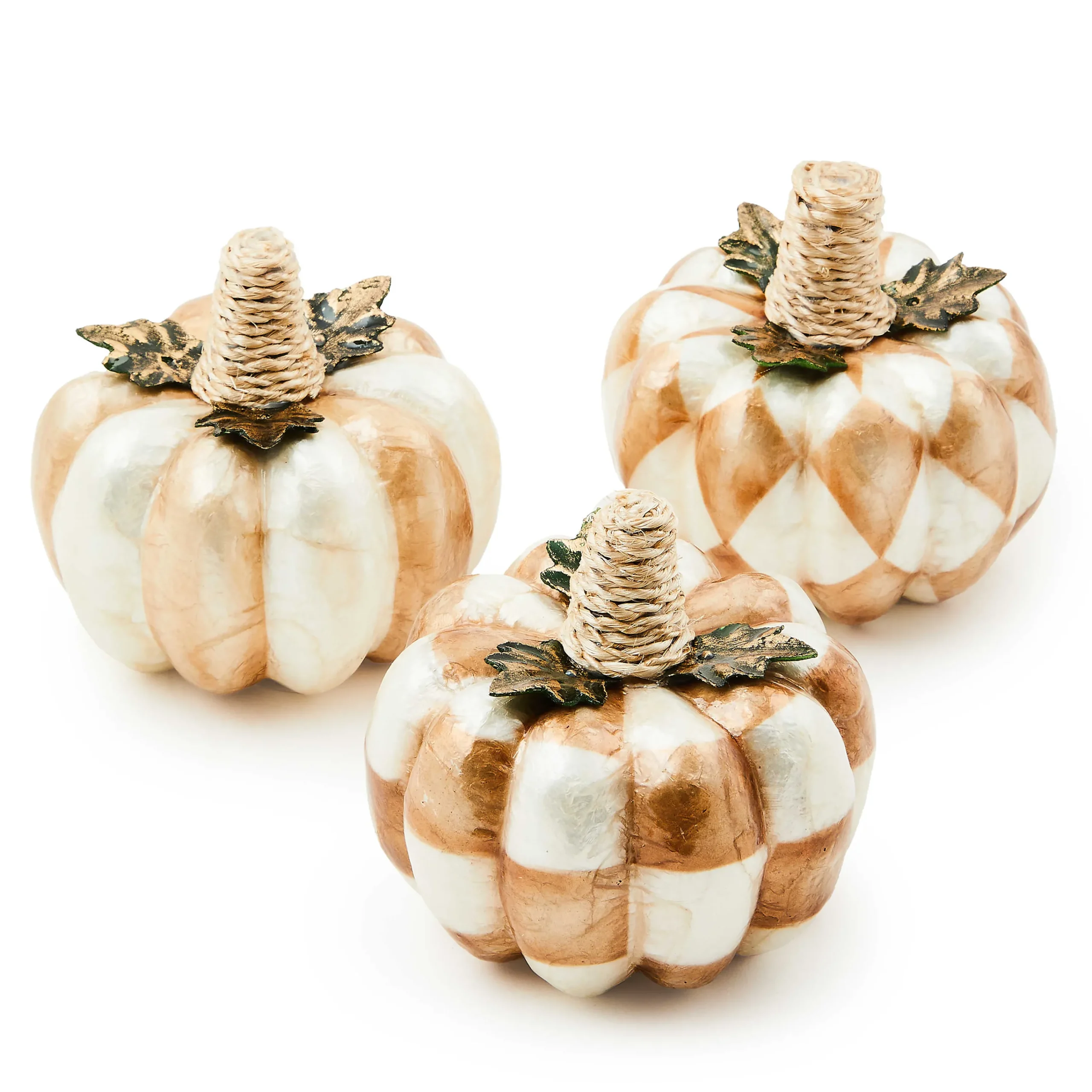 MacKenzie-Childs Mocha Capiz Pumpkins, Set of 3| Pumpkins|The Fall Shop