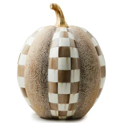 MacKenzie-Childs Mocha Check  Block Print Tall Pumpkin| Pumpkins|The Halloween Shop
