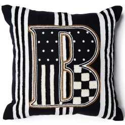 MacKenzie-Childs Monogram B Beaded Throw Pillow| Pillows, Throws, & Cushions
