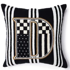 MacKenzie-Childs Monogram D Beaded Throw Pillow| Pillows, Throws, & Cushions
