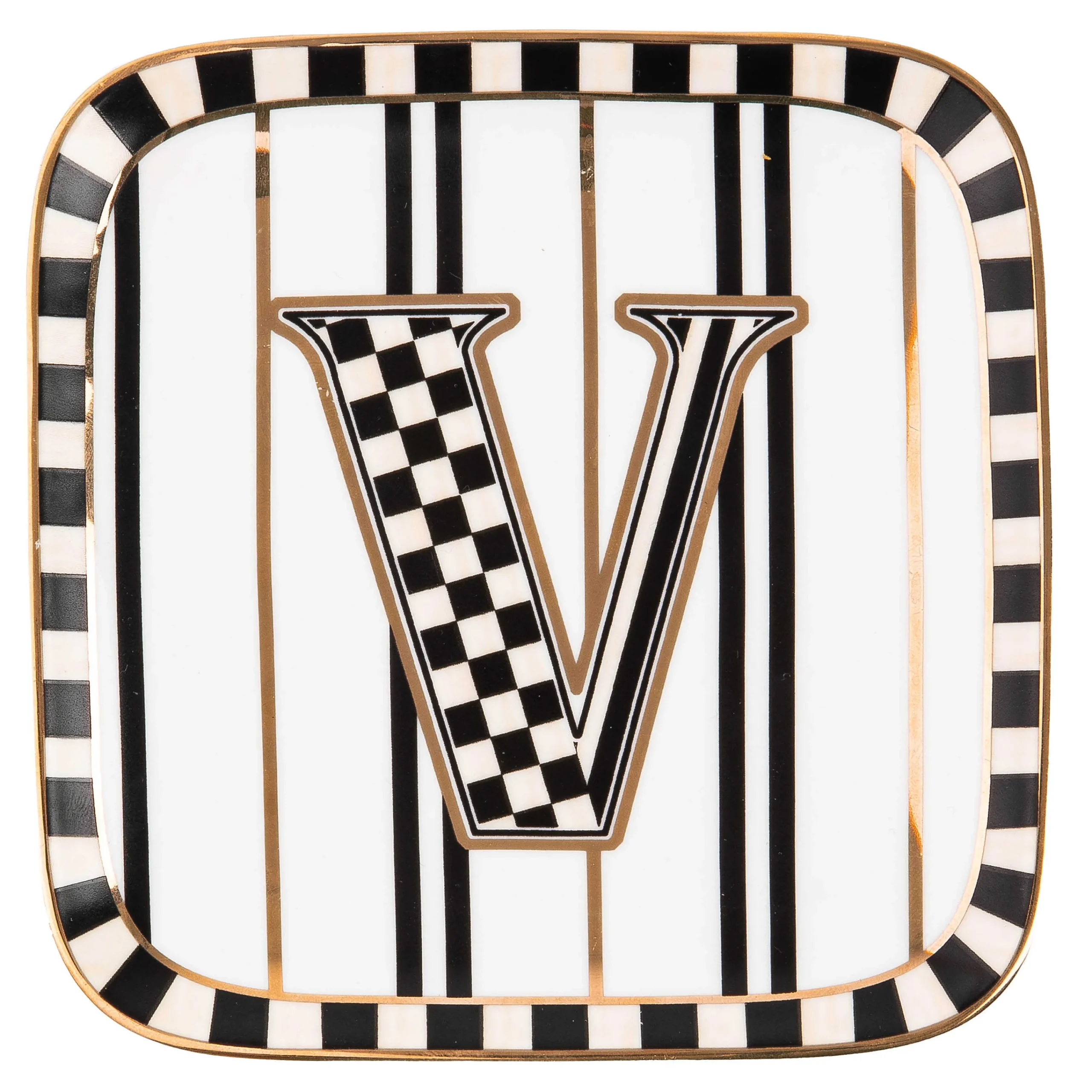 MacKenzie-Childs Monogram Dish - V| Dinnerware & Flatware