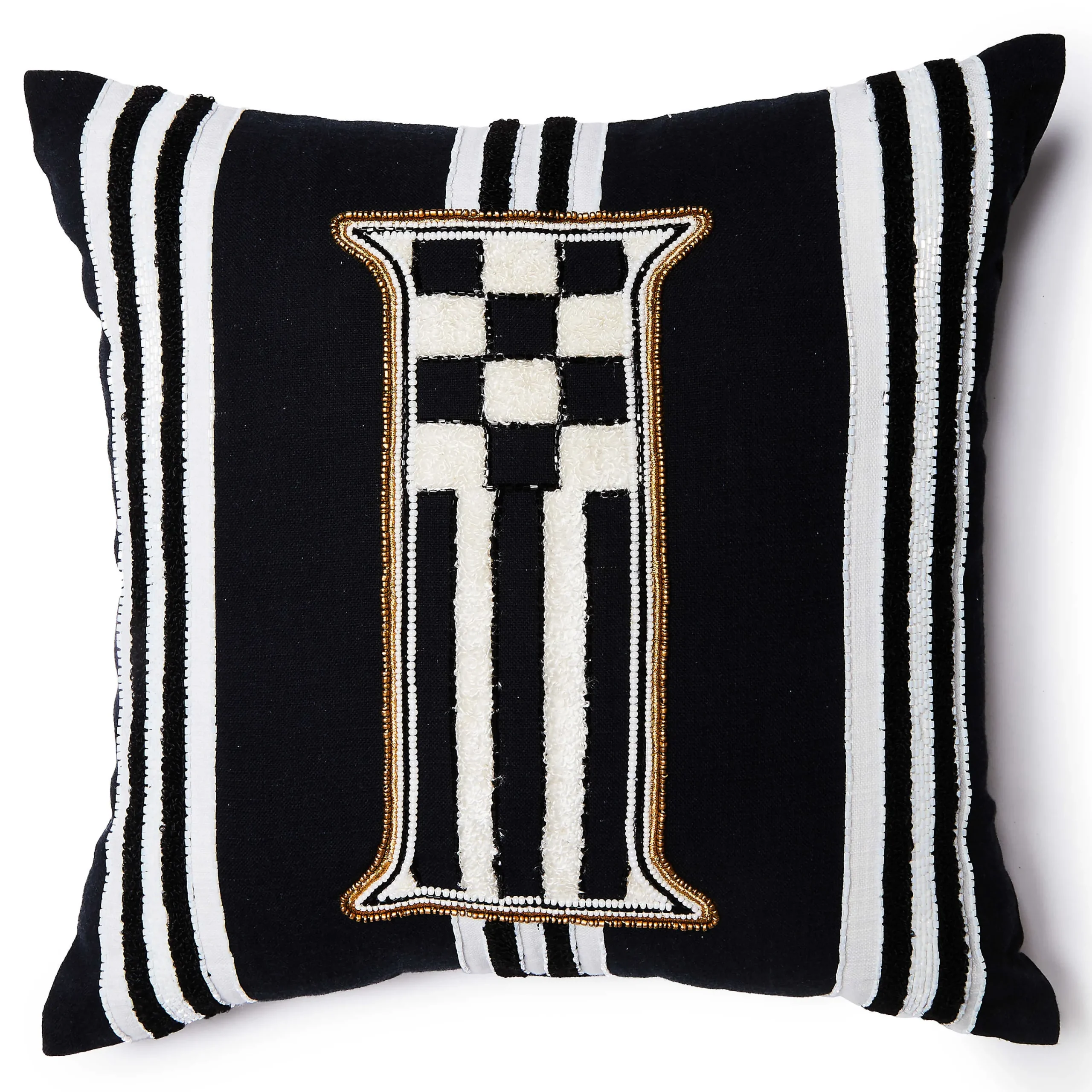 MacKenzie-Childs Monogram I Beaded Throw Pillow| Pillows, Throws, & Cushions