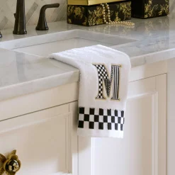 MacKenzie-Childs Monogram M Check Hand Towel| Bath & Bath Accessories