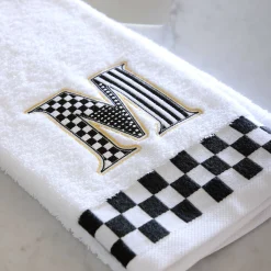 MacKenzie-Childs Monogram M Check Hand Towel| Bath & Bath Accessories