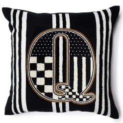 MacKenzie-Childs Monogram Q Beaded Throw Pillow| Pillows, Throws, & Cushions