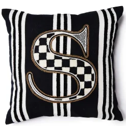 MacKenzie-Childs Monogram S Beaded Throw Pillow| Pillows, Throws, & Cushions