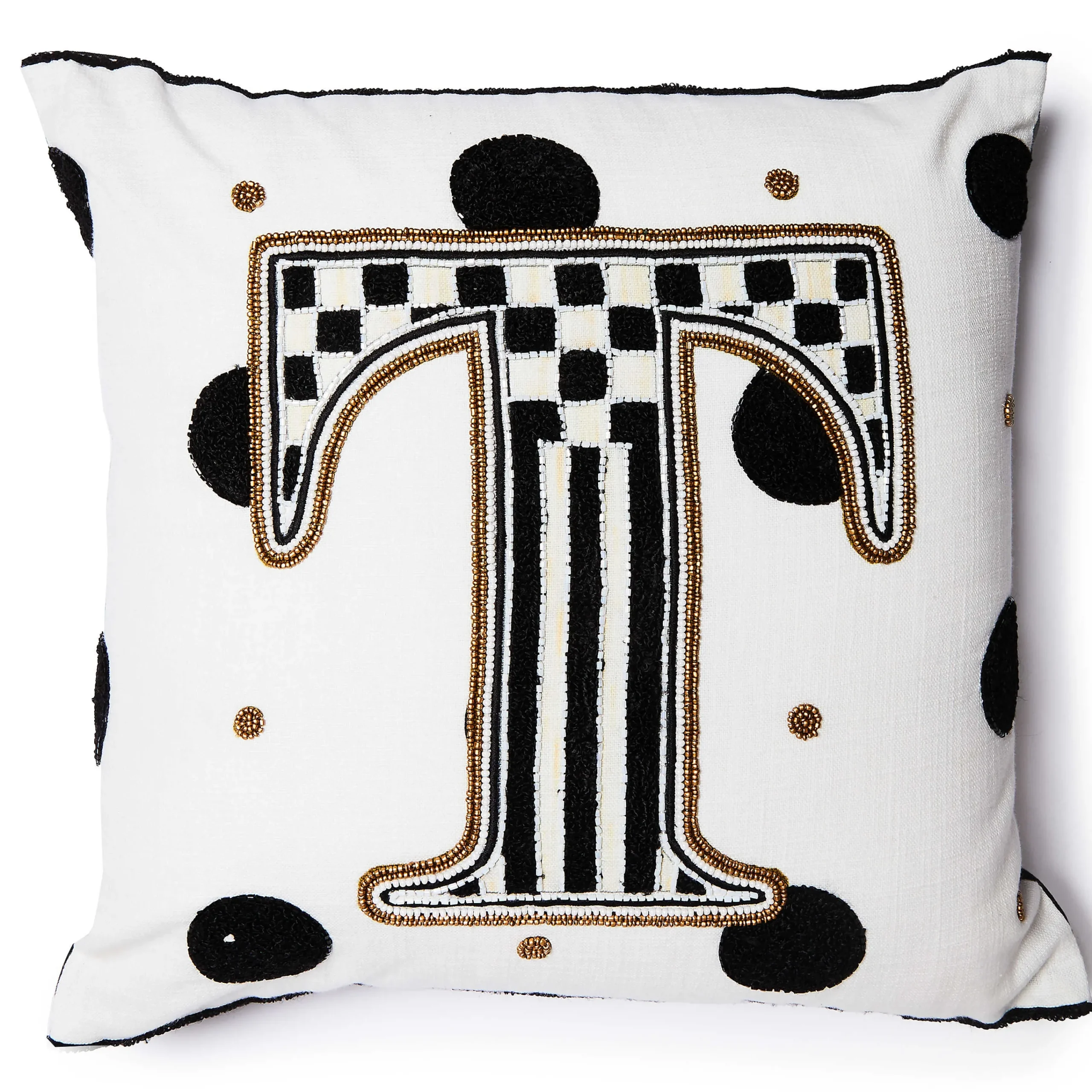 MacKenzie-Childs Monogram T Beaded Throw Pillow| Pillows, Throws, & Cushions