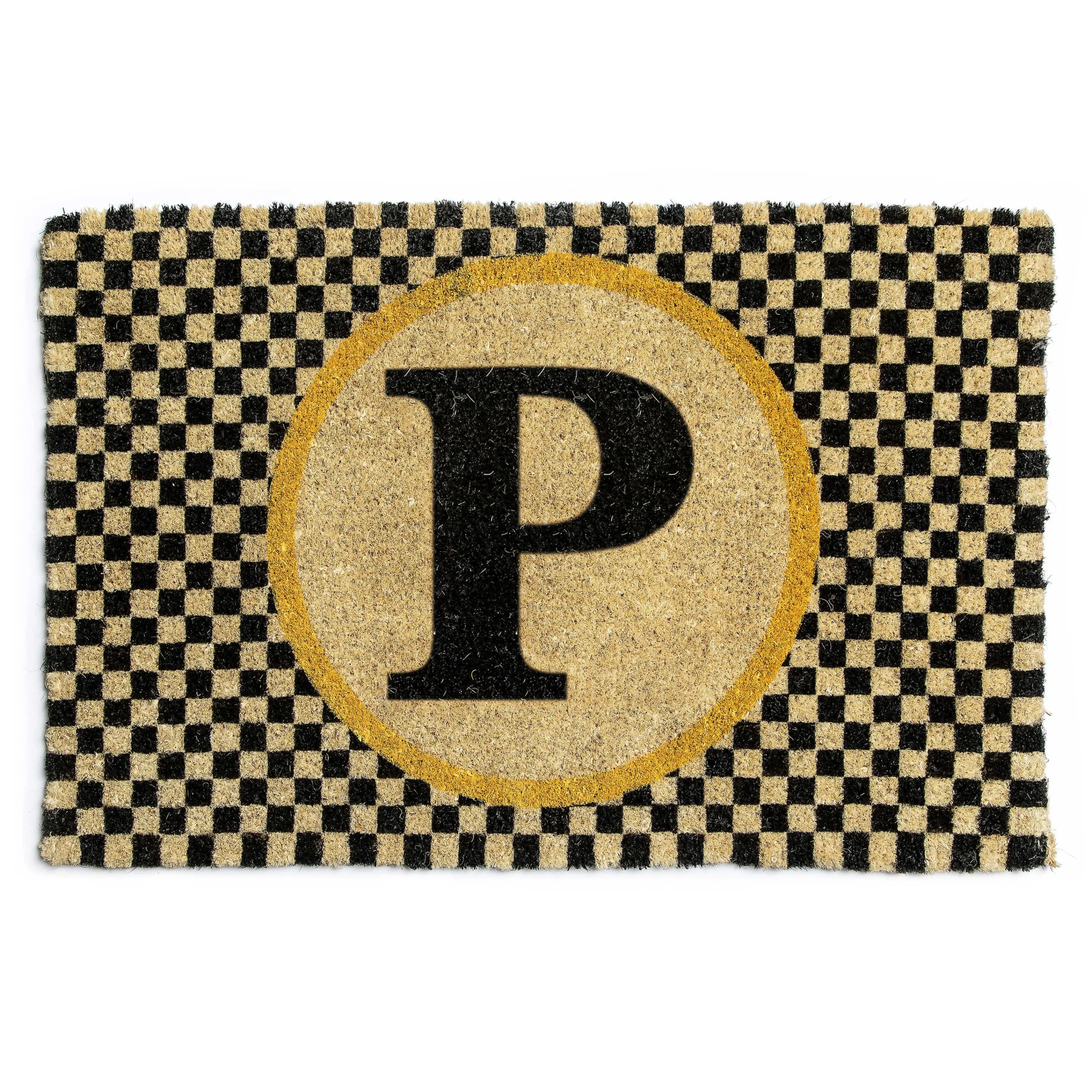 MacKenzie-Childs Monogrammed P Entrance Mat| Outdoor|Rugs