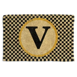 MacKenzie-Childs Monogrammed V Entrance Mat| Outdoor|Rugs