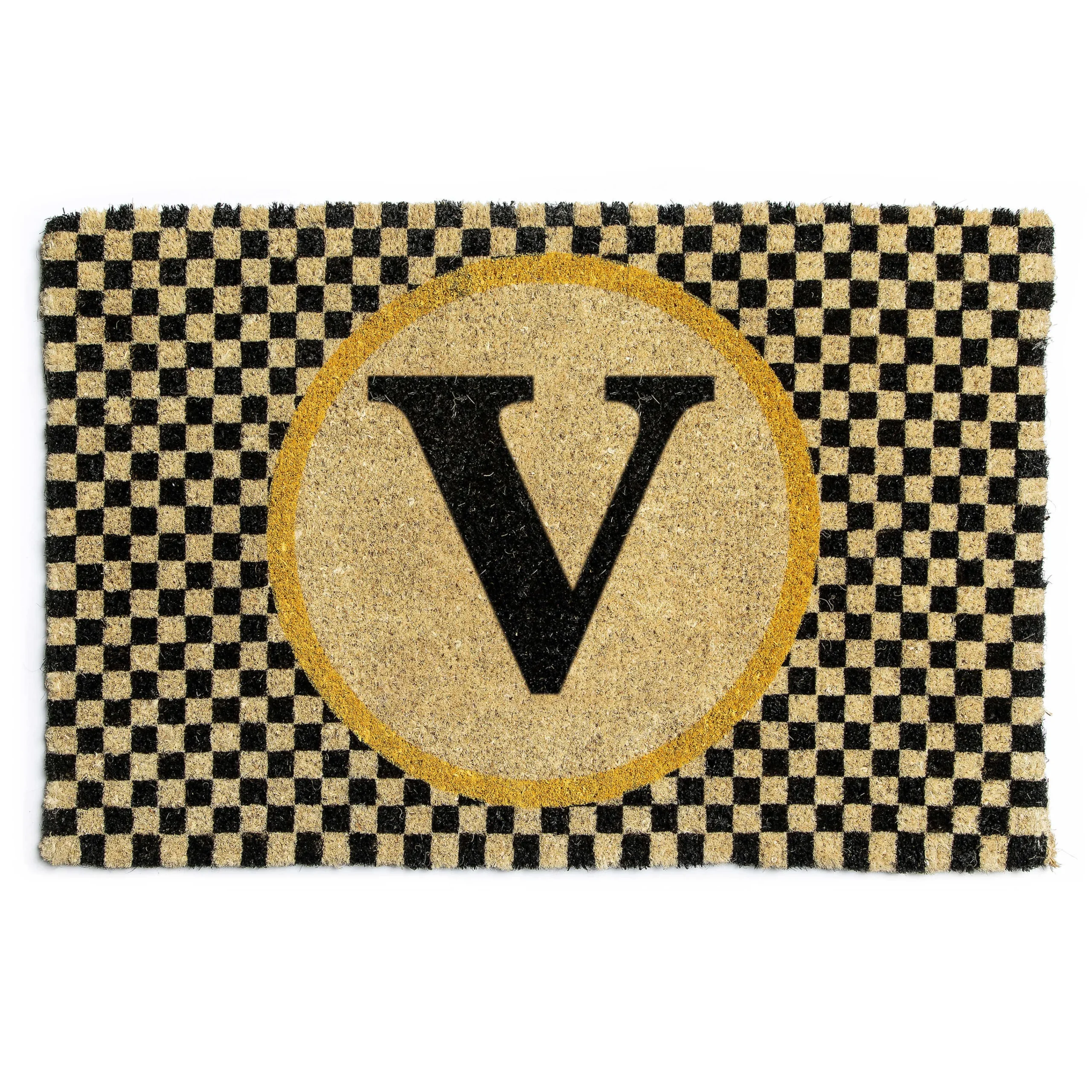 MacKenzie-Childs Monogrammed V Entrance Mat| Outdoor|Rugs
